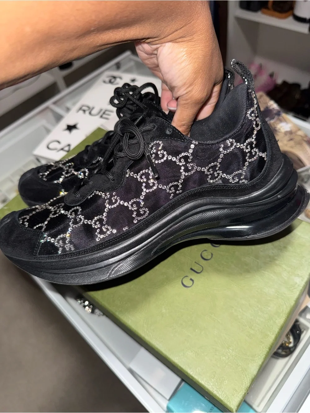Gucci diamond rhinestone sneakers